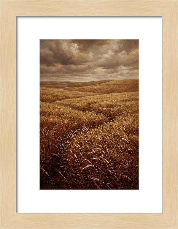 Golden Grain Fields Under Cloudy Skies