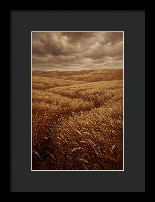 Golden Grain Fields Under Cloudy Skies