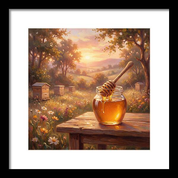 Golden Honey Jar At Sunset