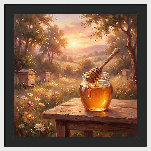 Golden Honey Jar At Sunset