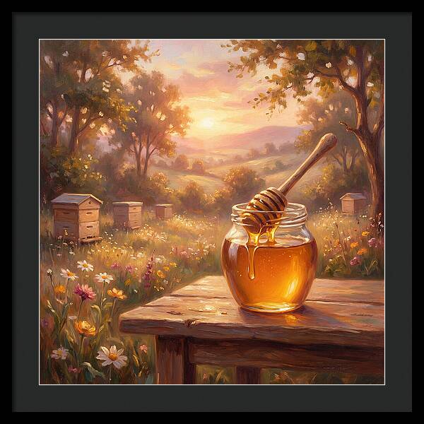 Golden Honey Jar At Sunset