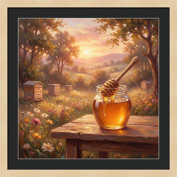 Golden Honey Jar At Sunset