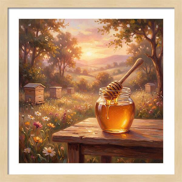 Golden Honey Jar At Sunset