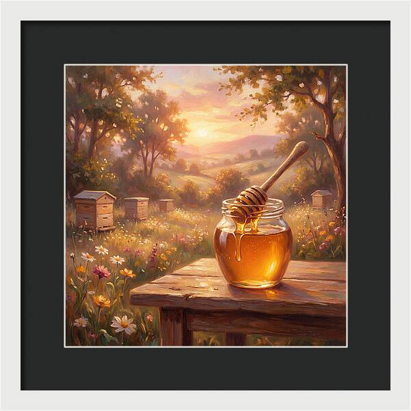 Golden Honey Jar At Sunset