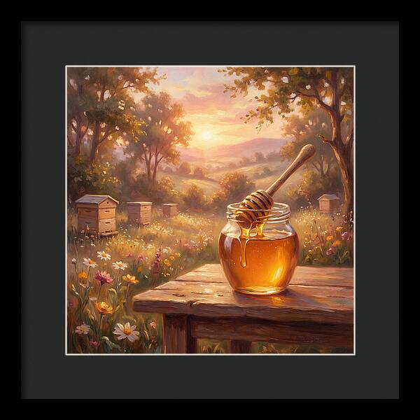 Golden Honey Jar At Sunset