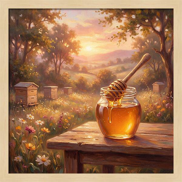 Golden Honey Jar At Sunset