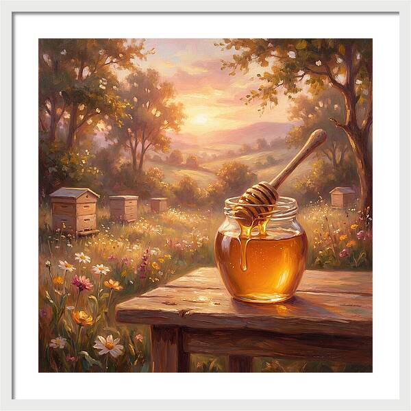 Golden Honey Jar At Sunset