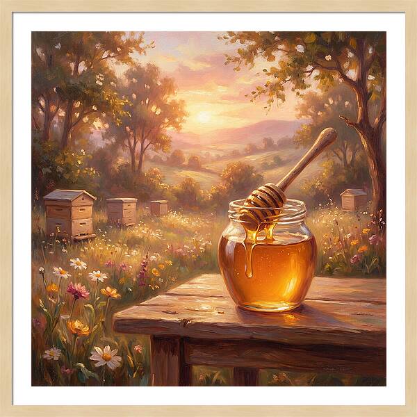 Golden Honey Jar At Sunset