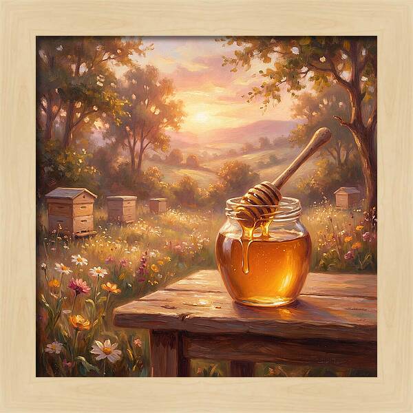 Golden Honey Jar At Sunset