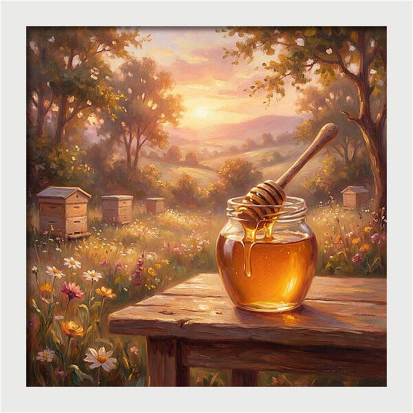 Golden Honey Jar At Sunset