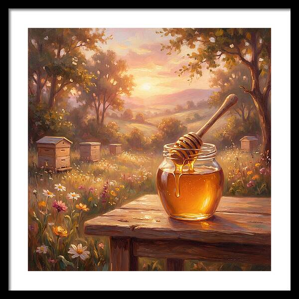 Golden Honey Jar At Sunset