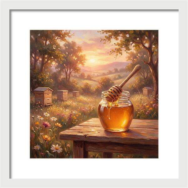 Golden Honey Jar At Sunset