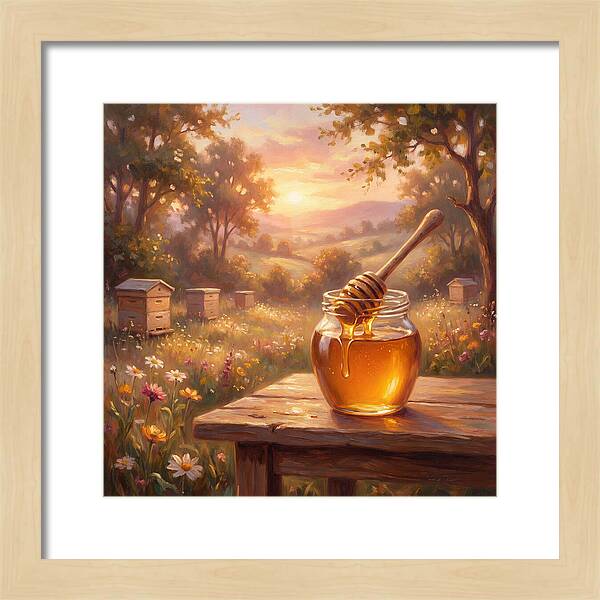 Golden Honey Jar At Sunset