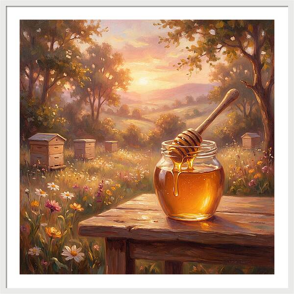 Golden Honey Jar At Sunset