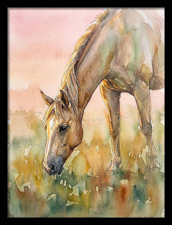 Golden Horse Grazing At Dusk