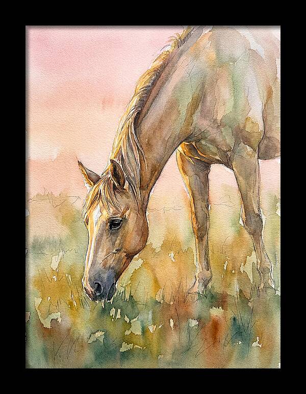 Golden Horse Grazing At Dusk