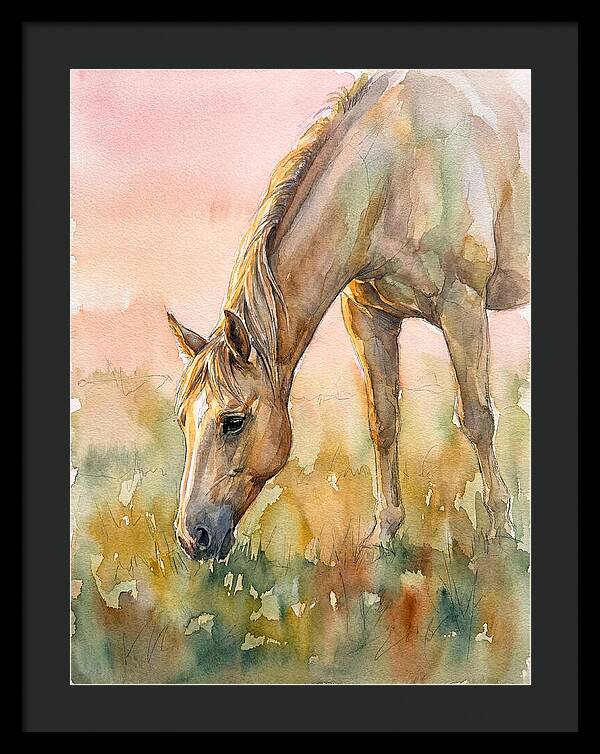 Golden Horse Grazing At Dusk