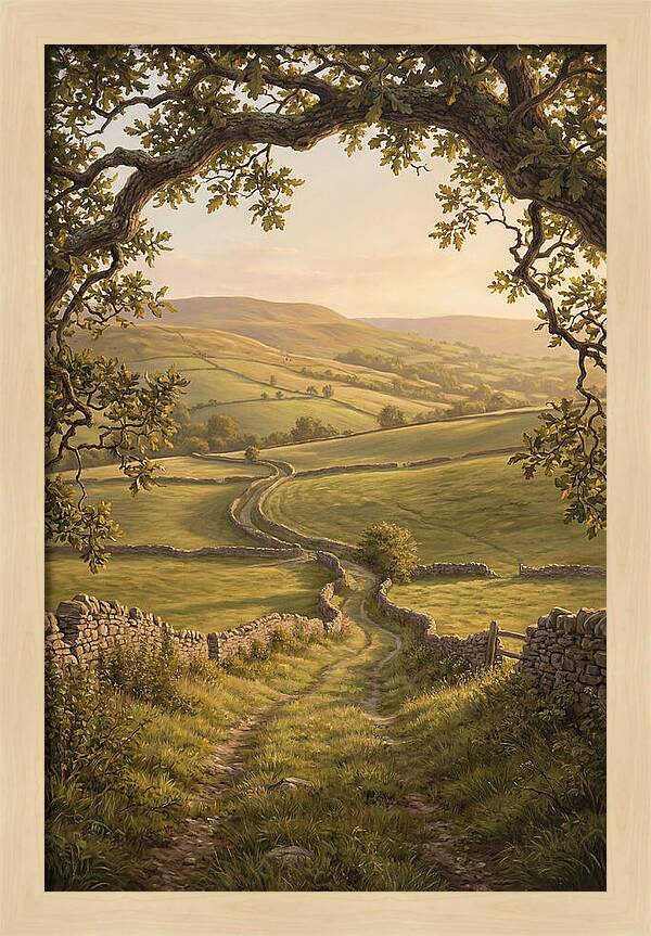 Golden Hour Light Over Rolling Hills