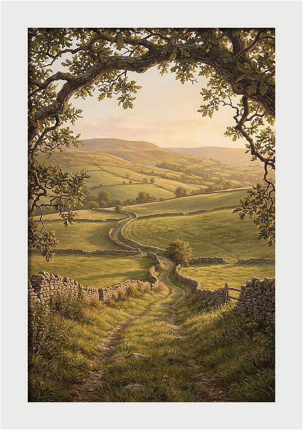 Golden Hour Light Over Rolling Hills