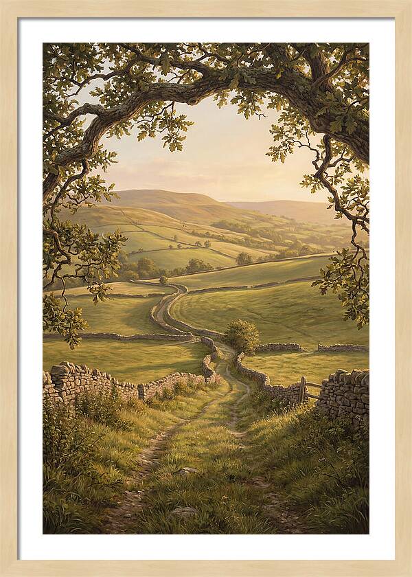 Golden Hour Light Over Rolling Hills