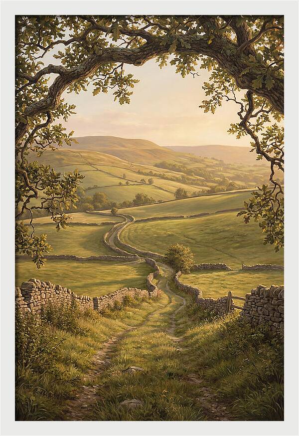 Golden Hour Light Over Rolling Hills
