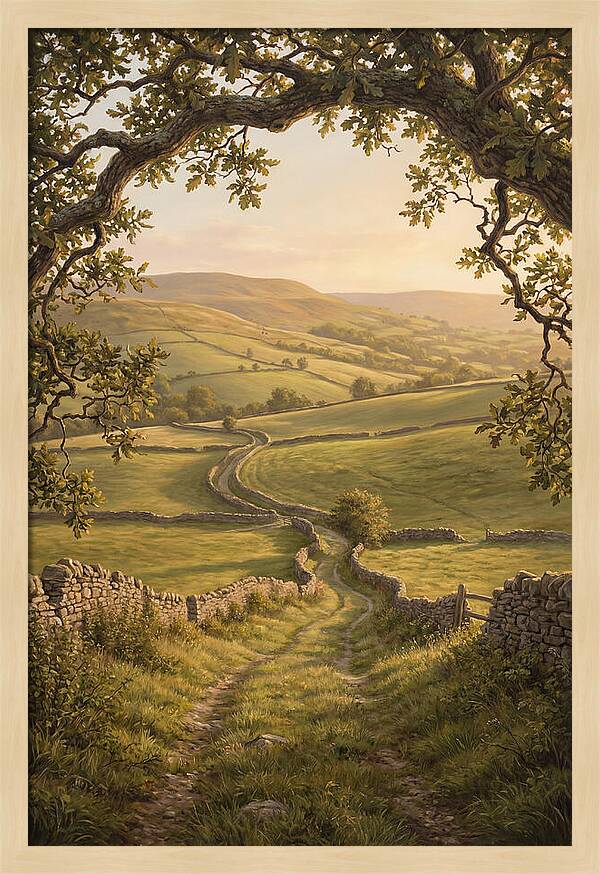 Golden Hour Light Over Rolling Hills