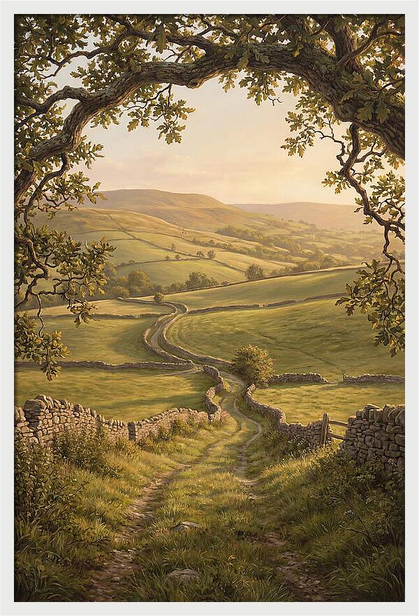 Golden Hour Light Over Rolling Hills