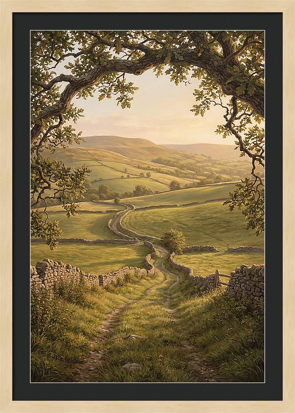Golden Hour Light Over Rolling Hills