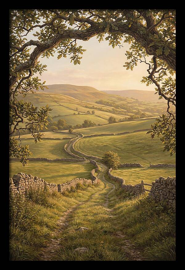 Golden Hour Light Over Rolling Hills