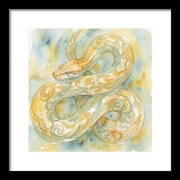 Golden Python In Watercolor