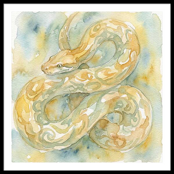 Golden Python In Watercolor