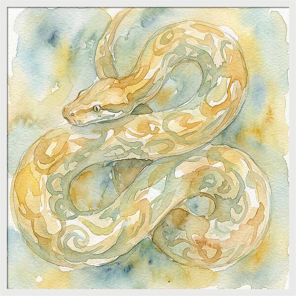 Golden Python In Watercolor