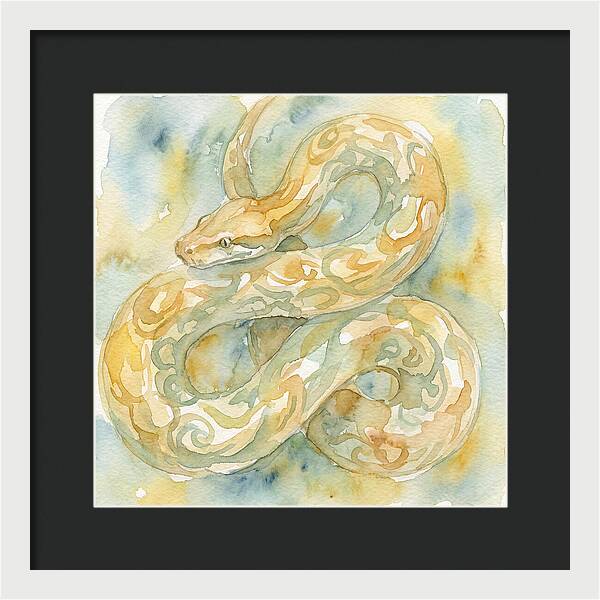 Golden Python In Watercolor