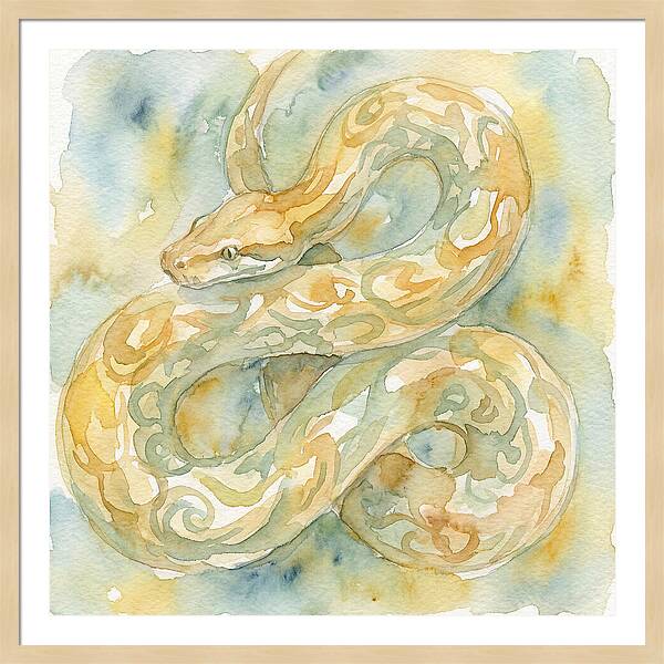 Golden Python In Watercolor