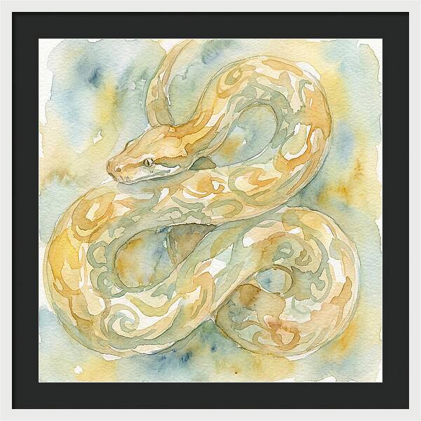 Golden Python In Watercolor