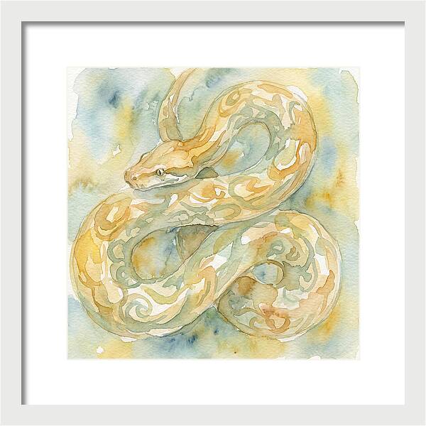Golden Python In Watercolor
