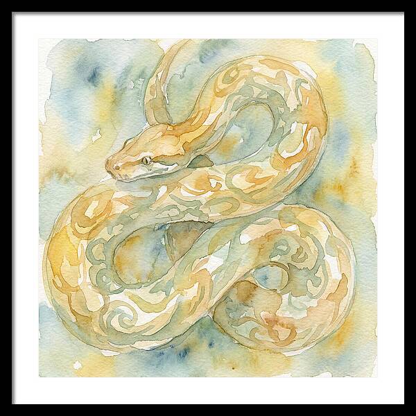 Golden Python In Watercolor
