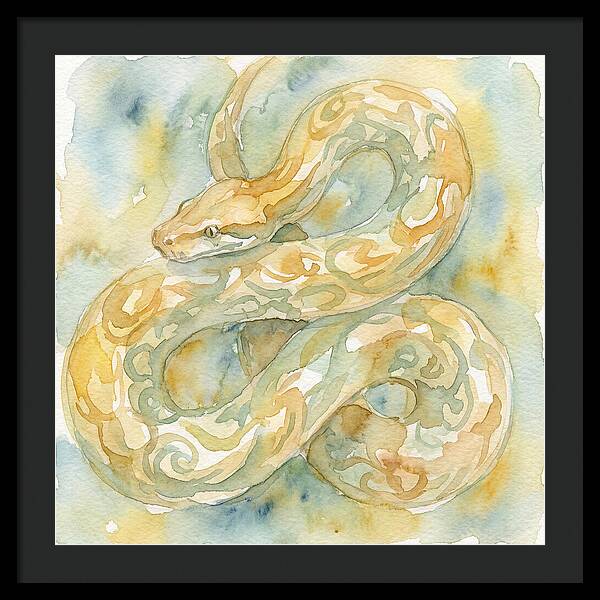 Golden Python In Watercolor