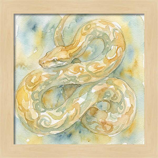 Golden Python In Watercolor