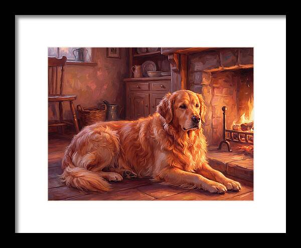 Golden Retriever By The Fire