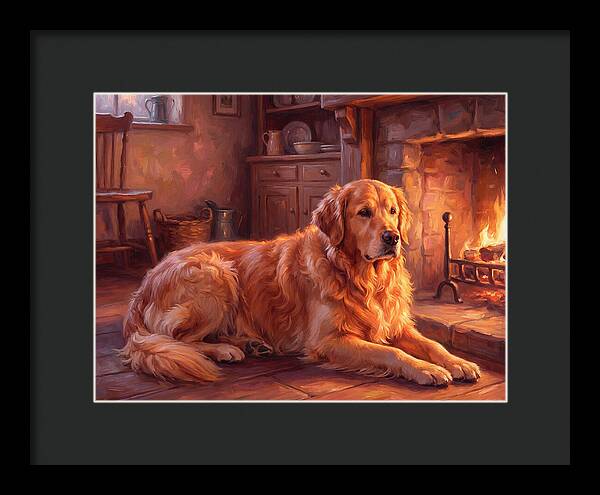 Golden Retriever By The Fire