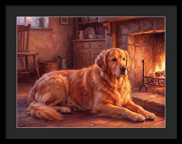 Golden Retriever By The Fire