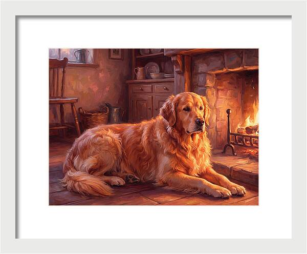 Golden Retriever By The Fire