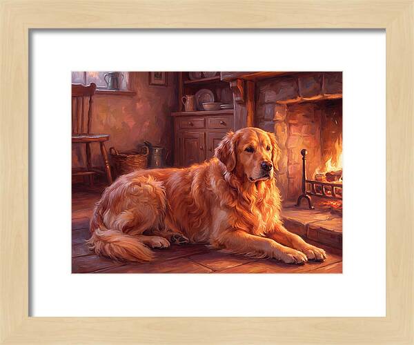 Golden Retriever By The Fire