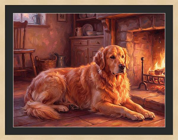 Golden Retriever By The Fire
