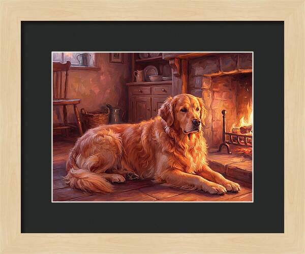 Golden Retriever By The Fire