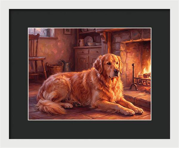 Golden Retriever By The Fire