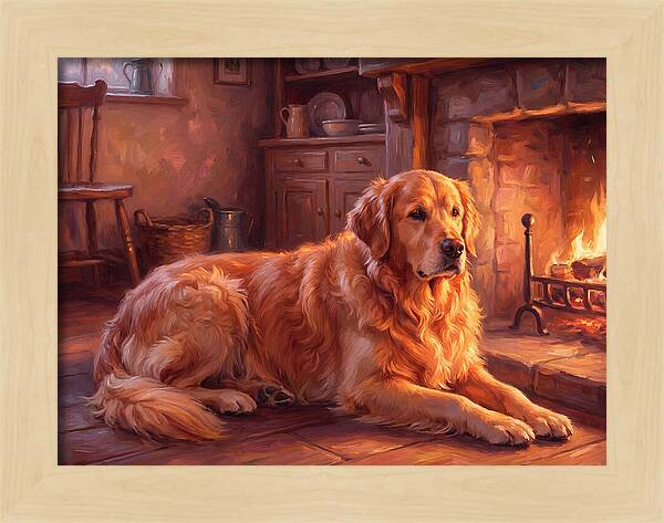 Golden Retriever By The Fire