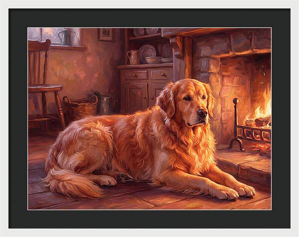 Golden Retriever By The Fire