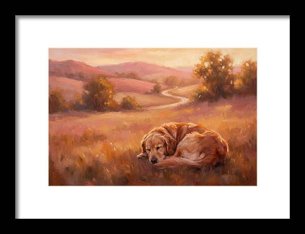 Golden Retriever In Serene Landscape
